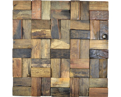 Holzmosaik Bowd 25 Parkett Boat 30x30 cm Old Wood Quadratische Wandfliese aus Holz