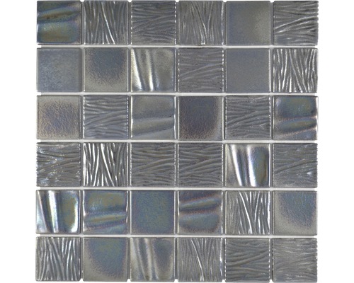 Keramikmosaik CG KN3 Quadrat Kanran 29,5x29,5 cm black Mosaikfliese mit quadratischen Elementen und verschiedenen Oberflächenstrukturen