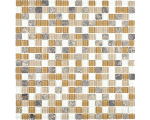 Mosaïque de verre Crystal avec pierre naturelle cm M435 30x30 cm beige/marron