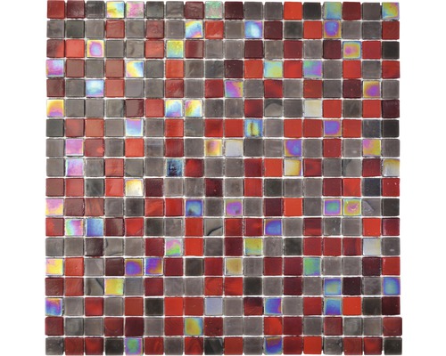 Mosaïque de verre GM MRY 200 29,5x29,5 cm marron/rouge Mosaïque de carreaux en verre rouge et gris
