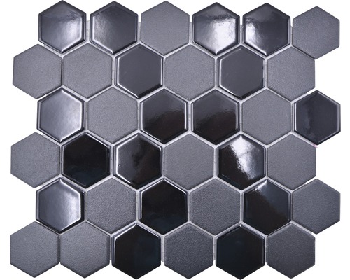 Keramikmosaik HX 09059 Hexagon 32,5x28,1 cm mix schwarz R10B