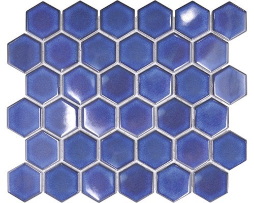 Mosaïque en céramique HX560 Hexagon Uni bleu cobalt brillant