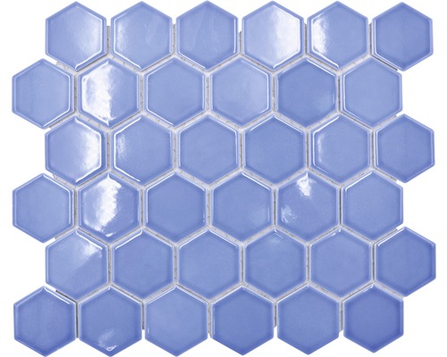 Mosaïque en céramique HX580 Hexagon Uni bleu clair brillant