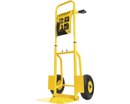 Diable jaune avec une capacité de charge maximale de 120 kilogrammes.