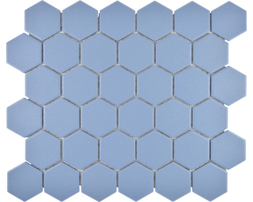 Mosaïque en céramique HX AT53 Hexagon 32,5x28,1 cm uni bleu vert R10B