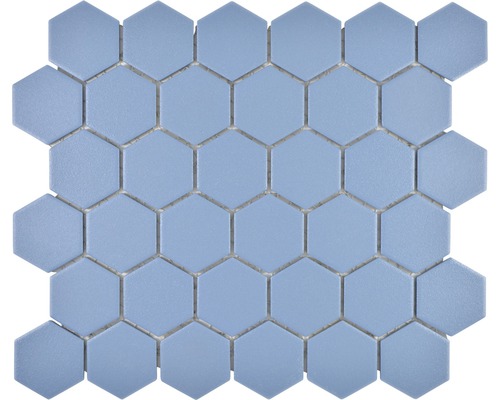 Keramikmosaik HX AT53 Hexagon 32,5x28,1 cm Uni blaugrün R10B Sechseckige Fliesenmatte für Wand und Boden