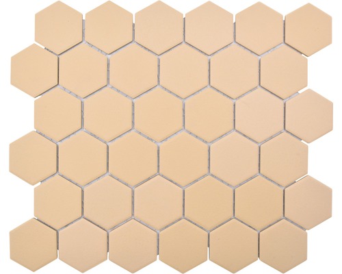 Mosaïque en céramique HX AT57 Hexagon Uni ocre R1
