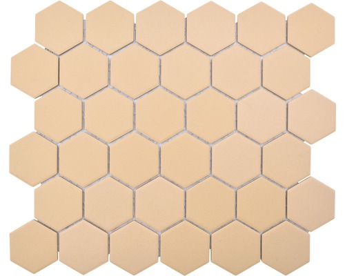 Mosaïque en céramique HX AT57 Hexagon Uni ocre R1 Mosaïque avec forme hexagonale