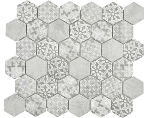 Mosaïque en céramique HX Curio G Hexagon curio 32,5x28,1 cm gris
