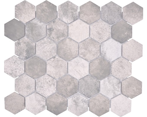Keramikmosaik HX Curio ZDG Hexagon 32,5x28,1 cm Grau Sechseckige Mosaikfliesen für Wand und Boden