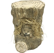 Figurine décorative souche d''arbre avec hérisson