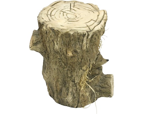 Souche d''arbre décorative avec hérisson pour le jardin