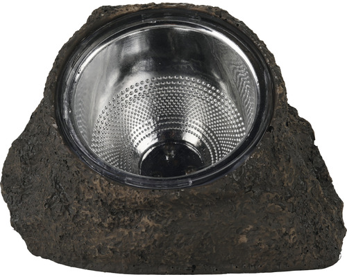 Gartenleuchte im Steindesign mit Glaseinsatz