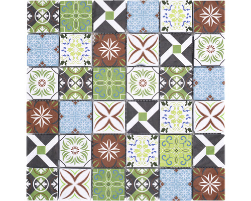 Mosaïque en verre XCM 8RMC49 30x30 cm blanc/marron/bleu Mosaïque en verre XCM 8RMC49 30x30 cm blanc/marron/bleu