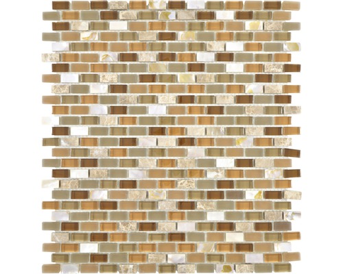 Mosaïque en verre Crystal avec pierre naturelle XCM B15S 31x28,5 cm beige