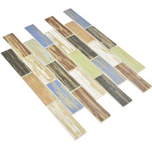 Carreaux de mosaïque aspect bois, rectangulaires