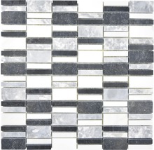 Mosaïque en pierre naturelle XNM BC449 30x30 cm noir/blanc/gris-thumb-0