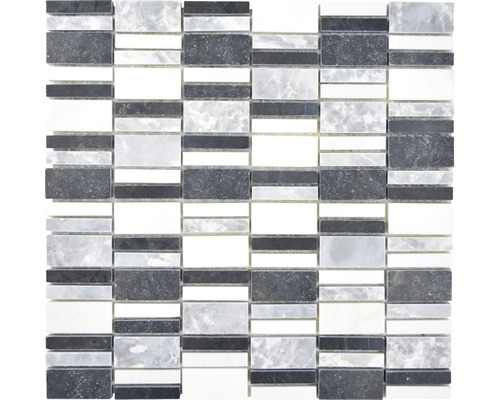 Mosaïque en pierre naturelle XNM BC449 30x30 cm noir/blanc/gris-0