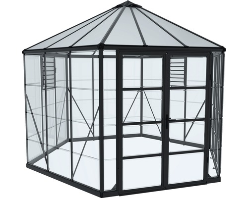 Serre avec cadre et parois transparentes