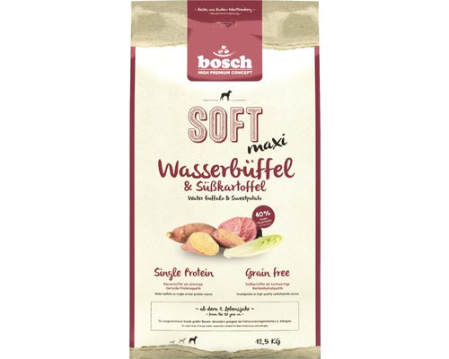 Croquettes pour chien bosch Soft maxi buffle d'eau & patate douce 12,5 kg