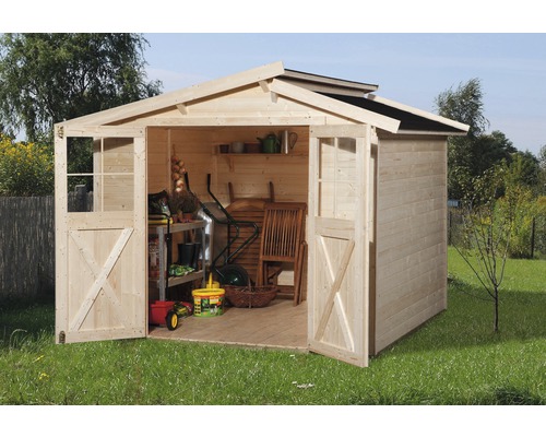 Gartenhaus weka 323 Gr.2 inkl. Fußboden 290 x 217 cm natur Offener Holz Geräteschuppen im Garten