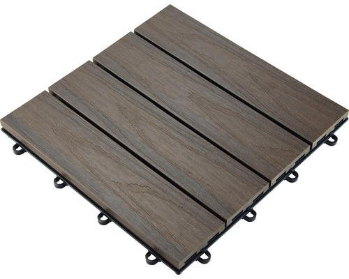 Dalle de terrasse carrée aspect bois avec système de clics