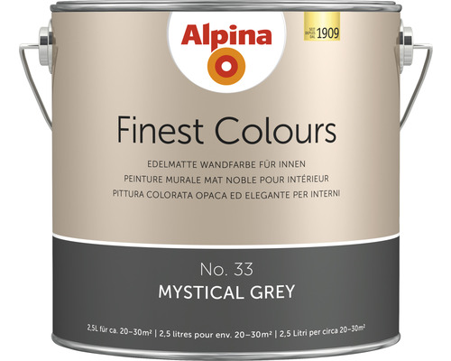 Peinture murale Alpina Feine Farben sans conservateur Silence du volcan2,5 l