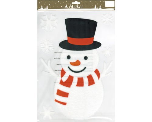 Autocollant bonhomme de neige avec chapeau et écharpe