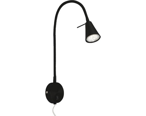 Liseuse LED 4W400 lm3000 K blanc chaud avec bras flexible hauteur x portée 450x205 mm noir 1 ampoule