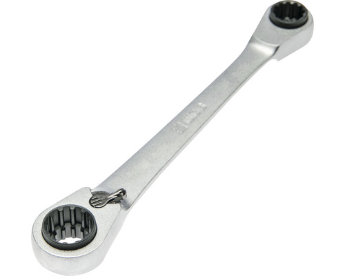 Clé à cliquet à double anneau avec deux têtes à douze pans