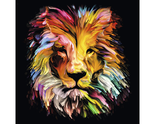 Tableau en verre Colorful Lion Head 20x20 cm