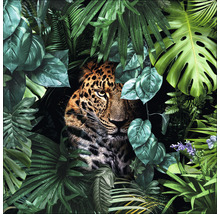 Peinture murale décorative avec motif léopard et plantes de la jungle