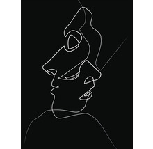 Dessin au trait de deux visages sur fond noir