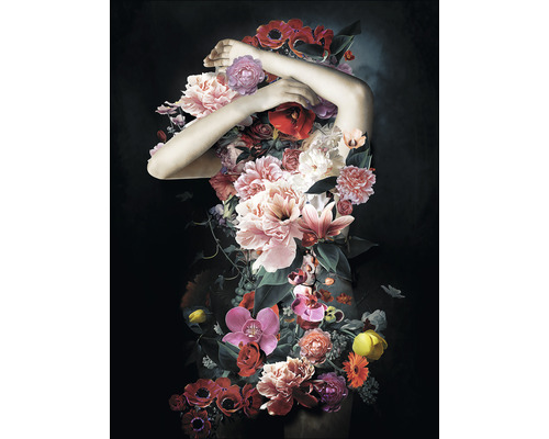 Tableau en verre Flowers on her body I 60x80