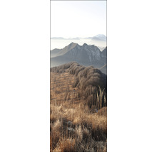 Paysage avec montagnes et herbe sèche au premier plan