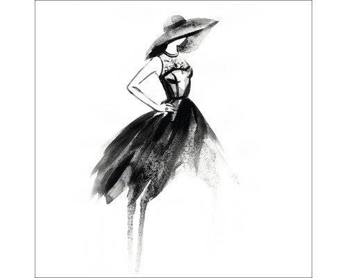 Illustration einer Frau mit Hut und Kleid