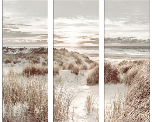 Tableau en verre Beach At Sunrise I set de 3 3x 30x80 cm-0