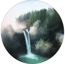 Image ronde d''un paysage naturel avec une cascade et des arbres
