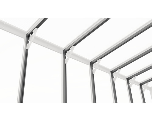 Kit d'extension, renfort de toiture Vitavia 10200 noir Vue détaillée d''un toit de terrasse avec cadre et supports