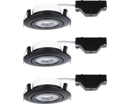 Trois spots encastrables à LED avec boîtier de raccordement