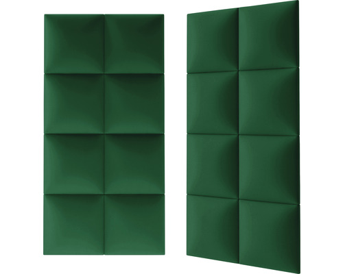 Zwei grüne, quadratisch gesteppte Wandpaneele