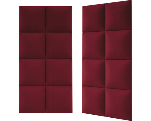 Zwei schallabsorbierende Wandpaneele mit quadratischem Muster