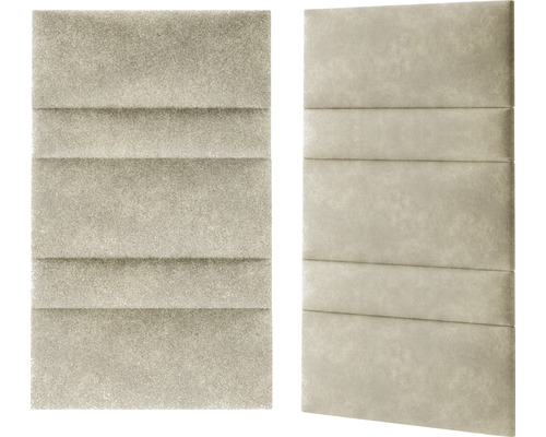 Zwei beige Wandpaneele mit horizontaler Rillenstruktur