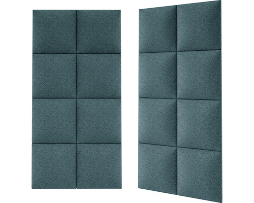 Zwei schallabsorbierende Wandpaneele mit quadratischem Muster