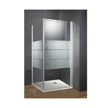 Duschtür mit Seitenwand mit Drehtür SCHULTE Alexa Style 2.0 ExpressPlus 90 x 90 cm Profil aluminium Glasdekor Depoli Light schmutzabweisende Glasbeschichtung inkl. Duschwanne