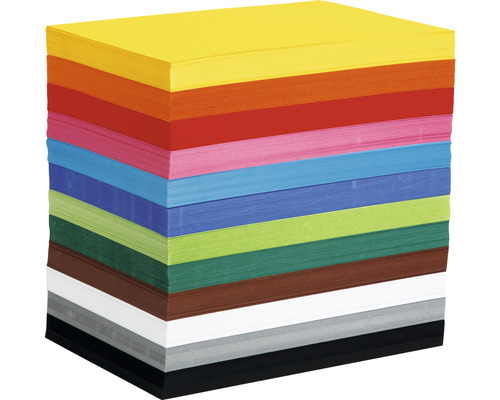 Carton de couleur couleurs assorties, A4, 1200 feuilles Pile de papier de bricolage coloré