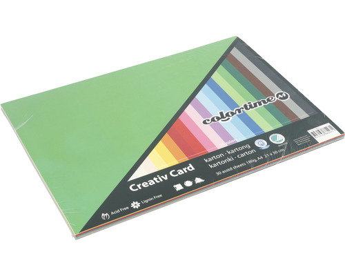 Carton coloré couleur assorties A4 180 g 30 feuilles Papier créatif A4, 30 feuilles, sans acide et sans lignine