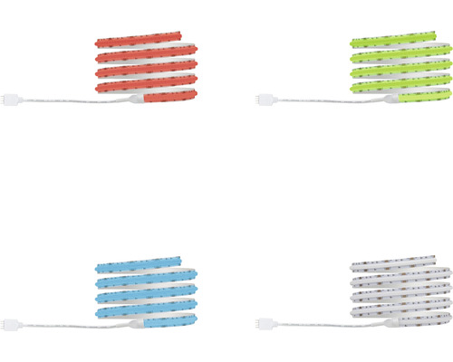 LED Streifen in Rot, Grün, Blau und Weiss aufgereiht