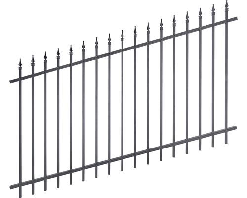 Ensemble de clôture ALBERTS Chaussee réglable à sceller dans du béton 6 x 1 m, noir mat