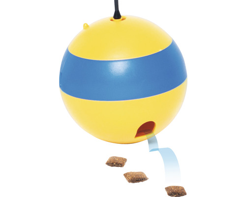 Katzenspielzeug Catit Laser-Spielzeug Spinning Bee 8,3 x 8,3 x 27,3 cm blau-gelb Gelb-blaue Futterkugel für Haustiere zur Beschäftigung und Futterausgabe